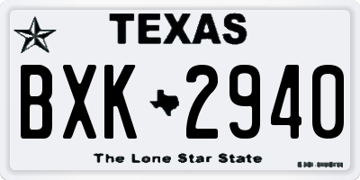 TX license plate BXK2940
