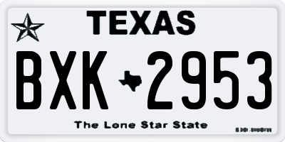 TX license plate BXK2953