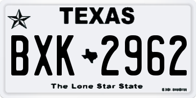 TX license plate BXK2962