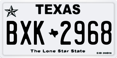 TX license plate BXK2968