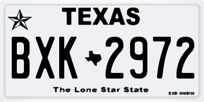 TX license plate BXK2972