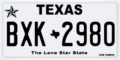 TX license plate BXK2980