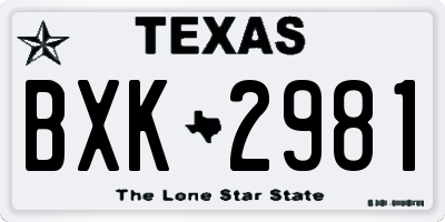 TX license plate BXK2981