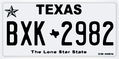 TX license plate BXK2982