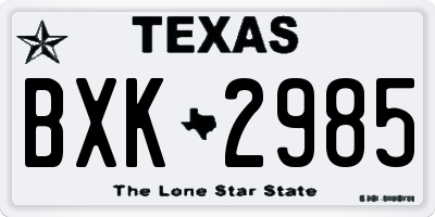 TX license plate BXK2985