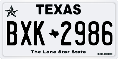 TX license plate BXK2986