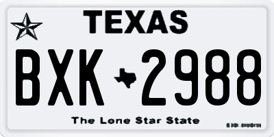 TX license plate BXK2988