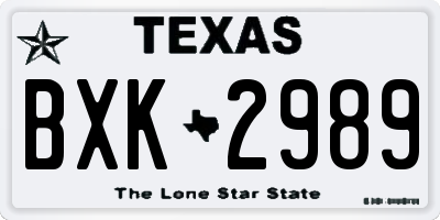 TX license plate BXK2989
