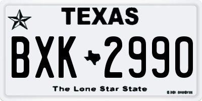 TX license plate BXK2990
