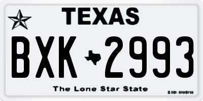 TX license plate BXK2993