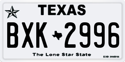TX license plate BXK2996