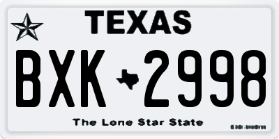 TX license plate BXK2998