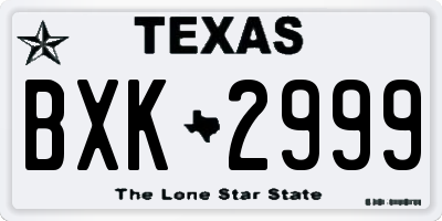 TX license plate BXK2999
