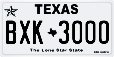 TX license plate BXK3000