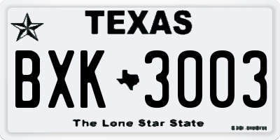 TX license plate BXK3003