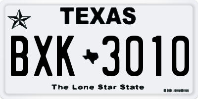 TX license plate BXK3010