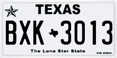 TX license plate BXK3013