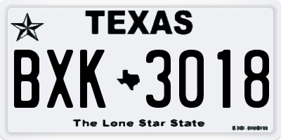 TX license plate BXK3018
