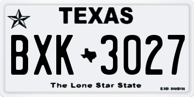 TX license plate BXK3027