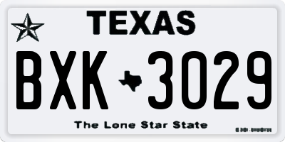 TX license plate BXK3029