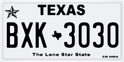 TX license plate BXK3030
