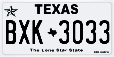TX license plate BXK3033