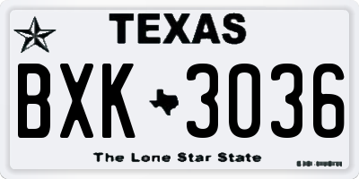 TX license plate BXK3036