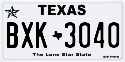 TX license plate BXK3040