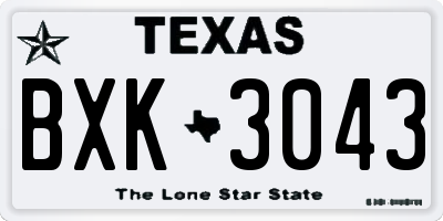 TX license plate BXK3043