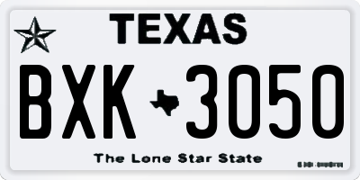 TX license plate BXK3050
