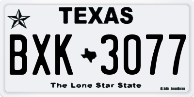 TX license plate BXK3077