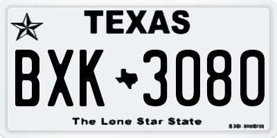 TX license plate BXK3080