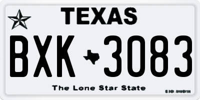 TX license plate BXK3083