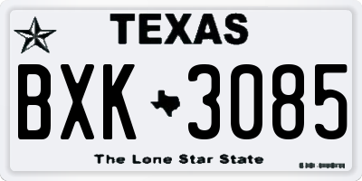 TX license plate BXK3085