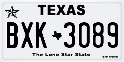 TX license plate BXK3089
