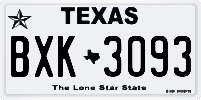 TX license plate BXK3093