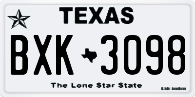 TX license plate BXK3098