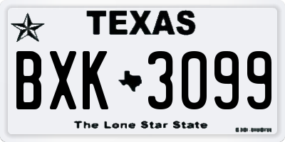 TX license plate BXK3099
