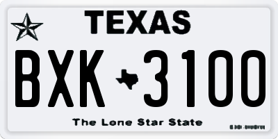 TX license plate BXK3100