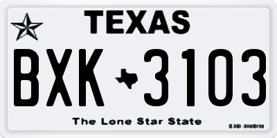 TX license plate BXK3103