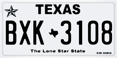 TX license plate BXK3108