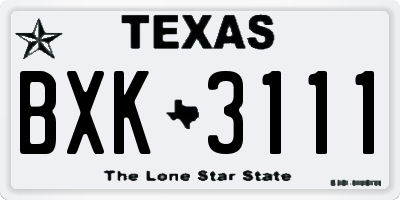 TX license plate BXK3111