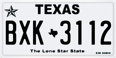 TX license plate BXK3112