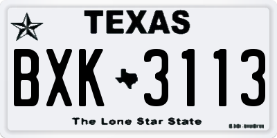 TX license plate BXK3113