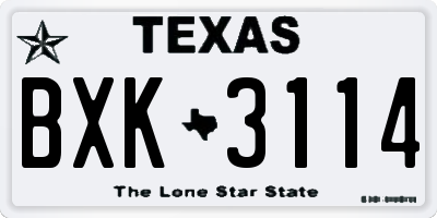 TX license plate BXK3114