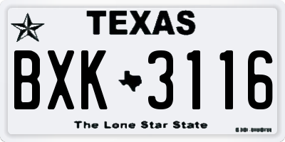 TX license plate BXK3116