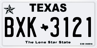 TX license plate BXK3121