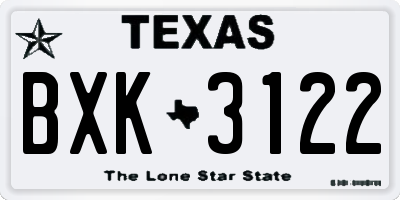 TX license plate BXK3122
