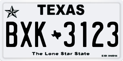 TX license plate BXK3123
