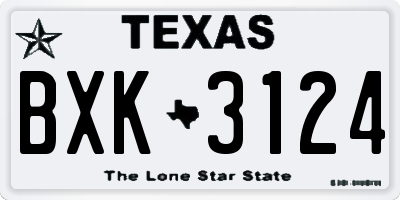 TX license plate BXK3124